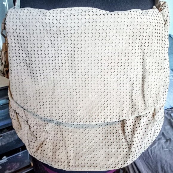 Coldwater Creek Beige Perforated Hobo Bag - Picture 1 of 5